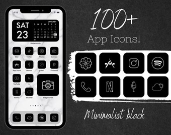 100+ MINIMALIST BLACK AESTHETIC app icons for iPhone iOS 14, 15, 16 including widgets and wallpaper