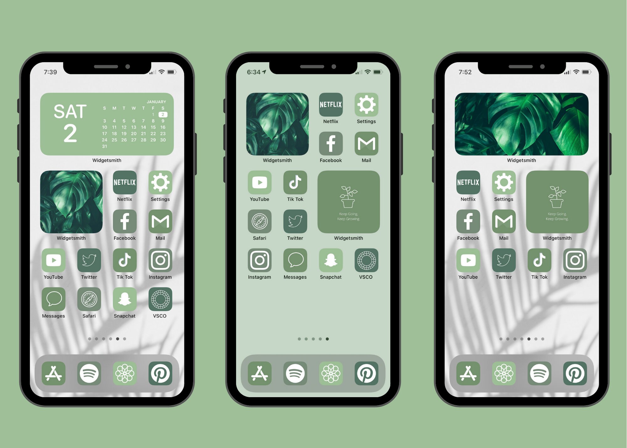 MINIMALIST GREEN AESTHETIC app icons for plant lovers iPhone Etsy