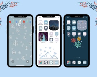 10 FUN WINTER phone wallpapers - Instant digital download