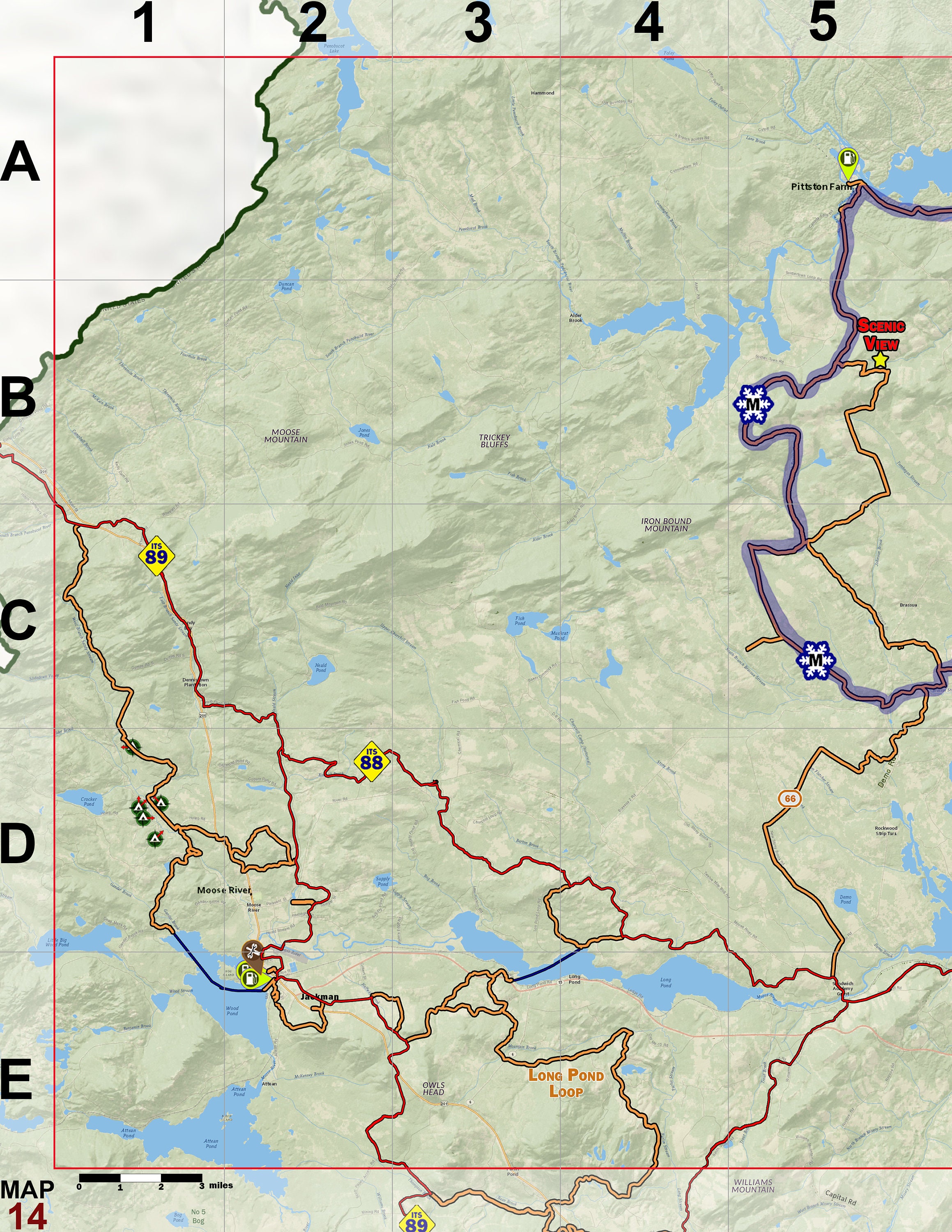 20232024 Maine Snowmobile Trail Map Atlas Etsy
