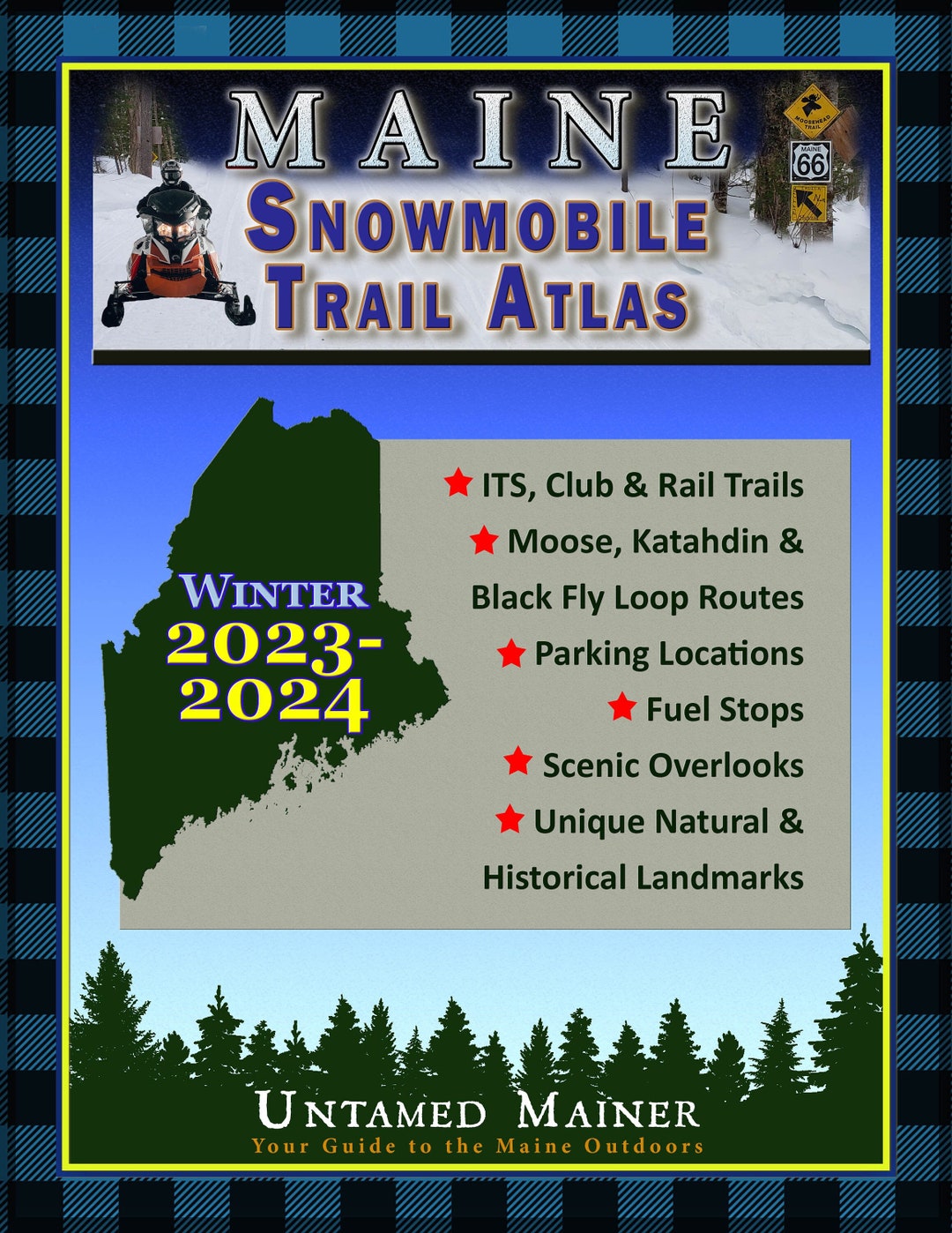 20232024 Maine Snowmobile Trail Map Atlas Etsy