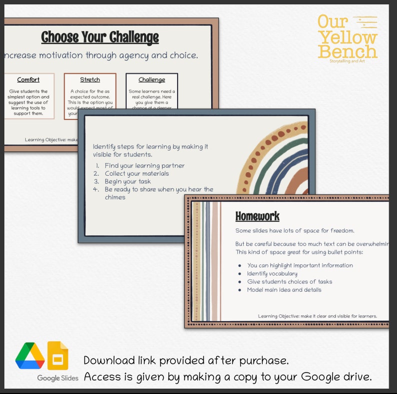 Boho Rainbow Slides Template for Teachers - Etsy