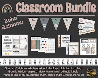 Boho Rainbow Classroom Essentials Bundle