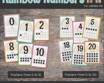 Bright Numbers with Tens Frames (0-10 and 0-20)