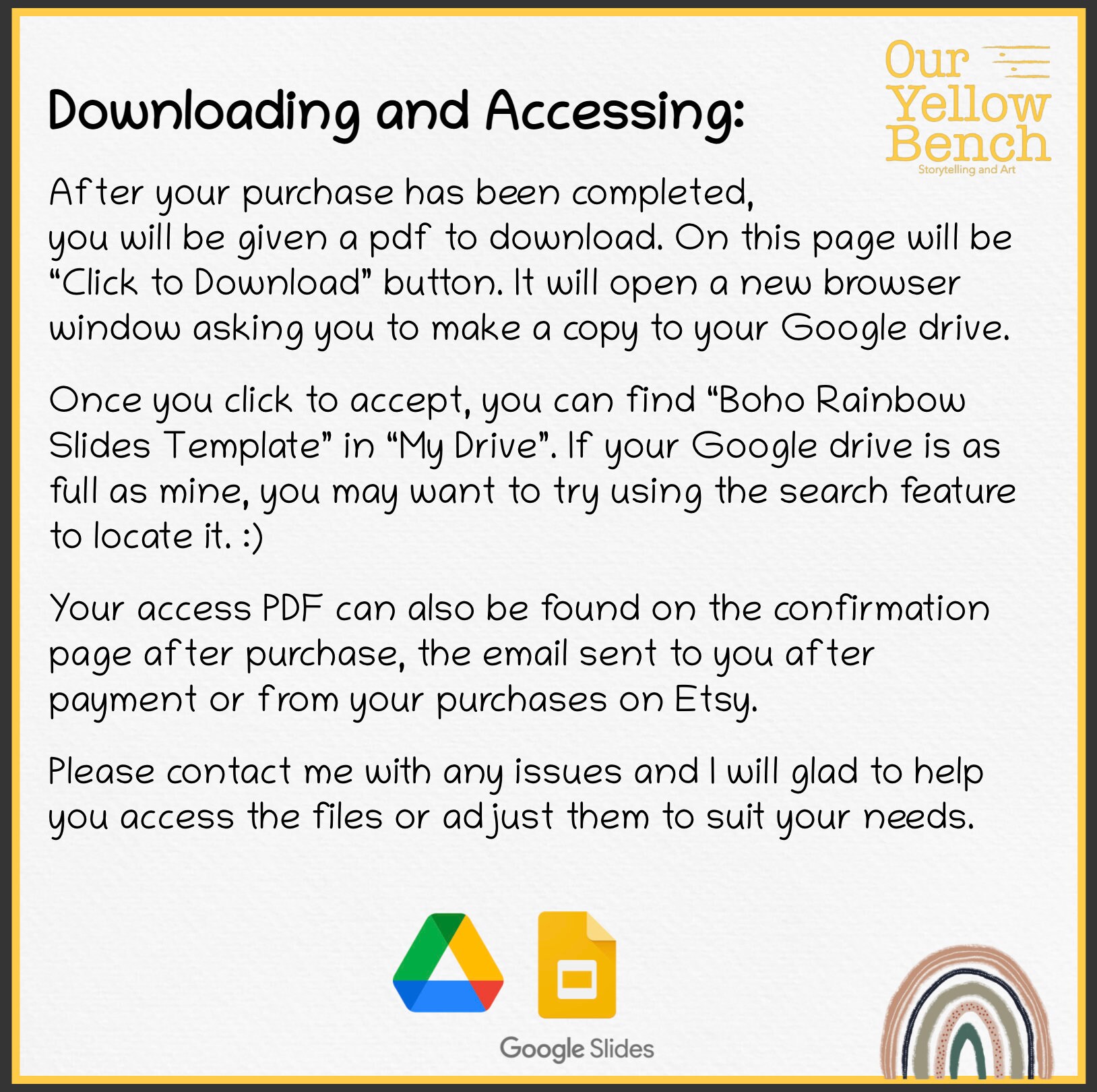 Boho Rainbow Slides Template for Teachers - Etsy