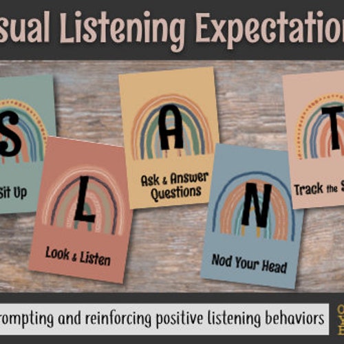Visual Listening Expectations SLANT Prompts and Etsy
