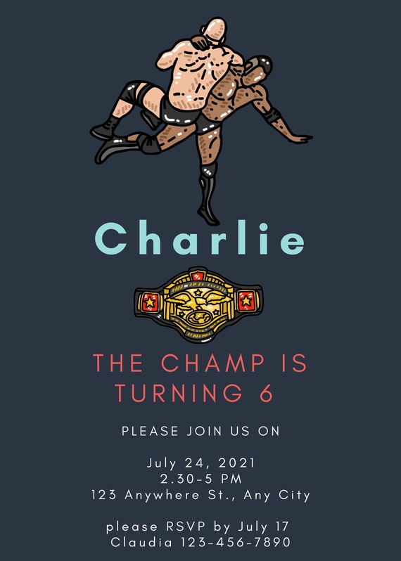 Wrestling Party Invitation Printable Digital Download Etsy