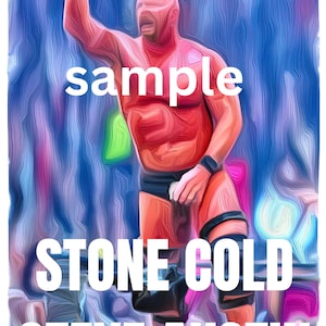 STONE COLD STEVE Austin digital download art print animation. Wwe Wrestling fans gift.