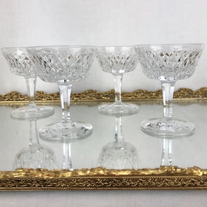 Vintage Waterford Crystal Cordial Liqueur Glasses Alana Pattern Set of 4 Small Drinking Glasses 3.5&quot;  Elegant Glam Classic 2oz