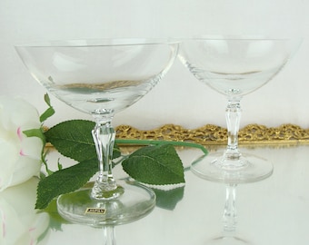 Vintage Coupe Glasses 60s Clear Champagne Toasting Set of 2 Japan