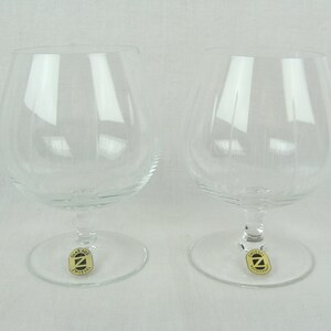 Vintage Etched Brandy Snifter Glasses Set of 2 Zwiesel West Germany Small Snifter Cordial Glasses Mid Century Striped MCM Barware