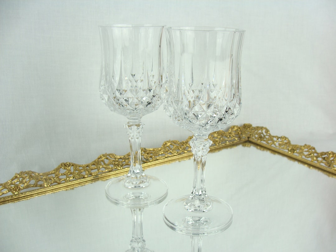 Vintage Crystal Wine Glasses Set of 2 Cristal D'arques Longchamp Lead