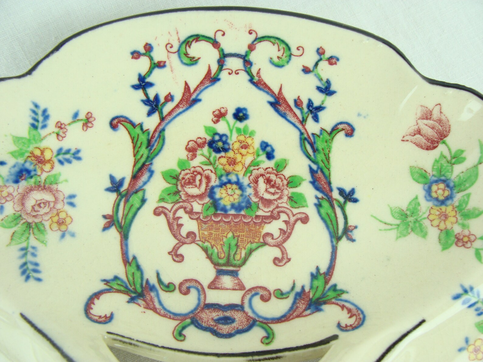 Vintage Divided Candy Dish 50s Ceramic Three Part Bon Bon Dish Floral