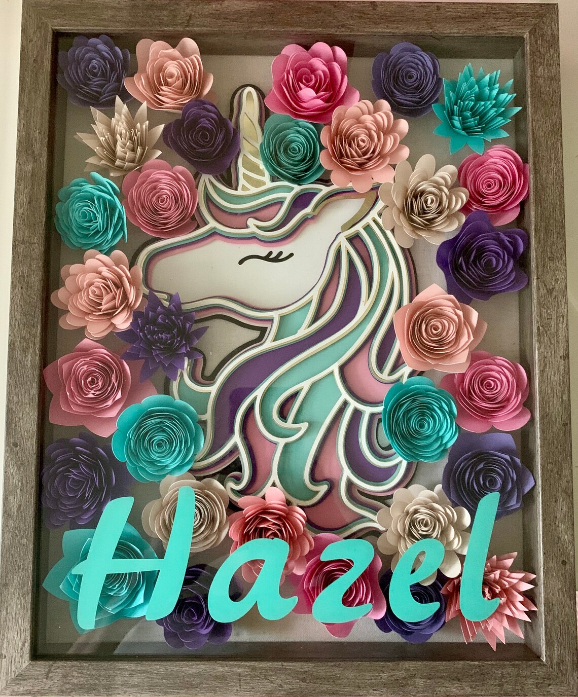 Unicorn Wall Hanging Decor 3D Layered Shadow Box Etsy
