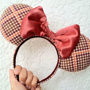 Pumpkin Spice Houndstooth Plaid Mouse Ears