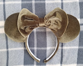 Olive Green On Green Velvet Mouse Ears