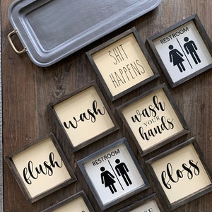 8x8 Rustic Bathroom Signs Bathroom Humour Framed - Etsy Canada