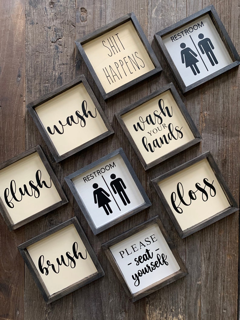 8x8 Rustic Bathroom Signs Bathroom Humour Framed - Etsy Canada