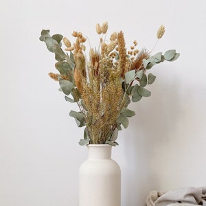 Eucalyptus Bouquet with Vase Option | Natural Dried Flowers and Vase | Green Eucalyptus Flowers | Dried Flower Arrangement | Home Gift