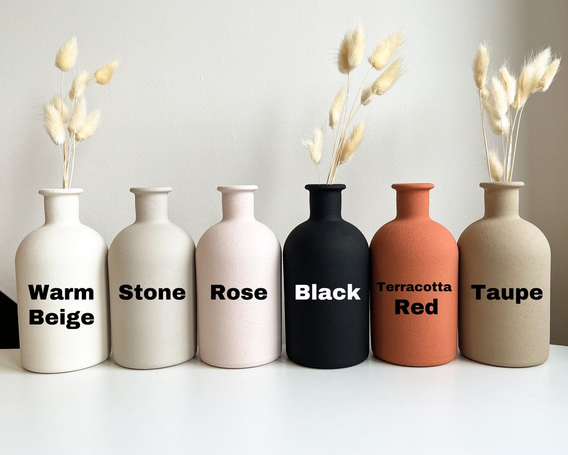 Small Bud Hand Painted Vase With Bunny Tails Matte Ceramic Etsy