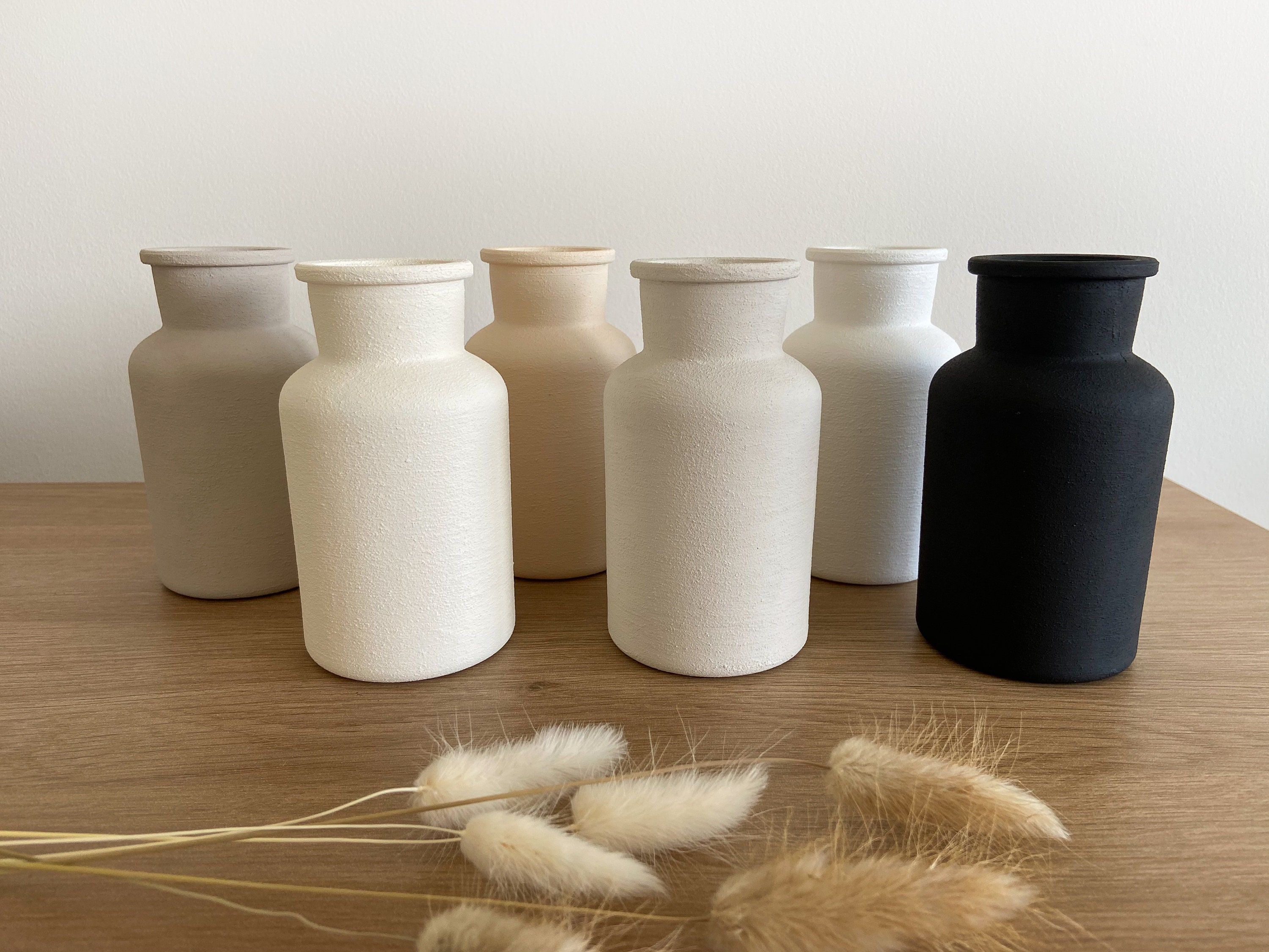 Bottle Neck Hand Painted Matte Vase Ceramic Effect Etsy UK