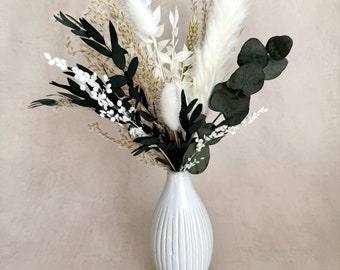 Small Vase & Dried Flower Bouquet | 30cm Tall | Dried Arrangement | Dried Flowers Pampas Eucalyptus| Bud Vase | Home Decor | Gifts for Her