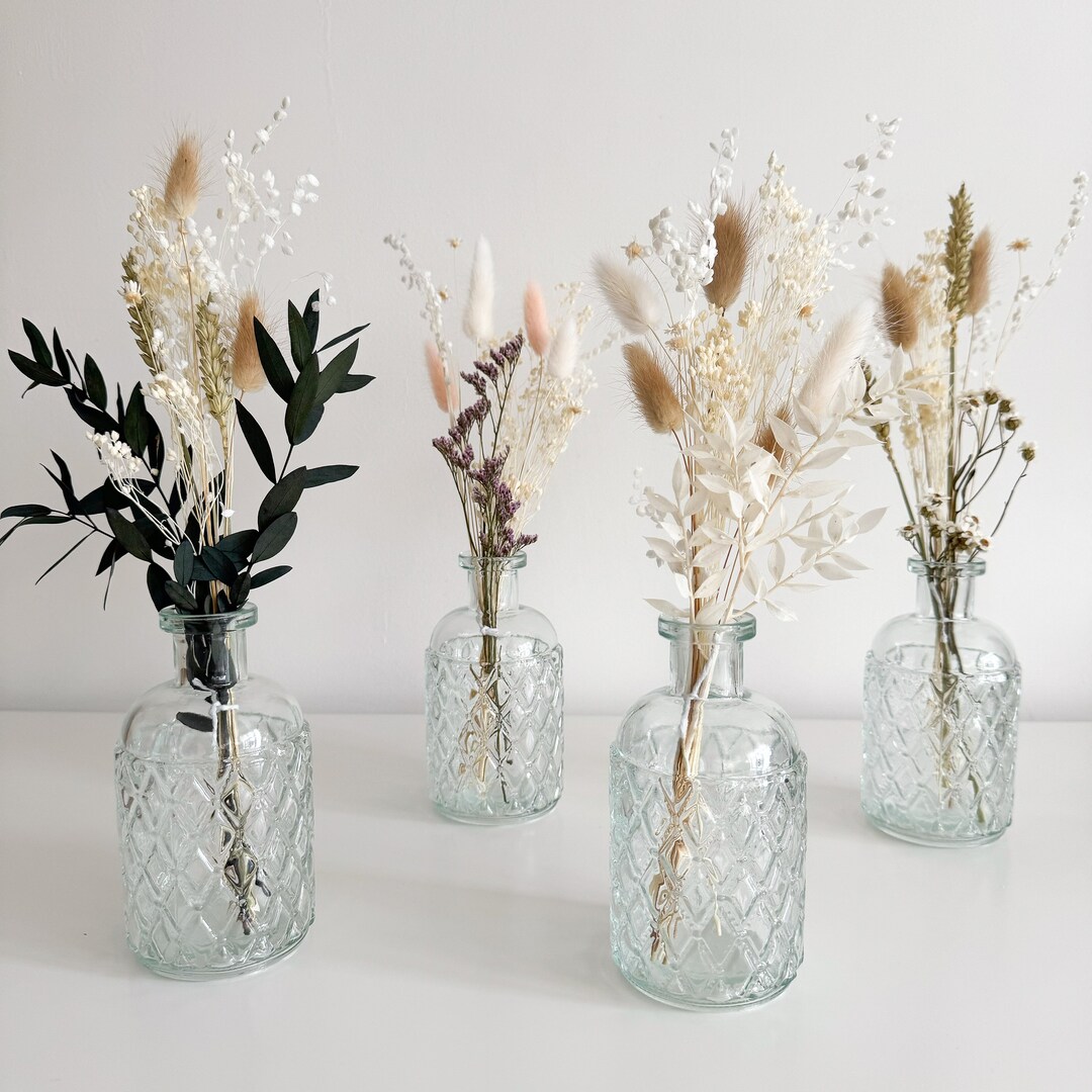 Mini Dried Flower Bouquet With Glass Vase Option Dried Bouquet Floral