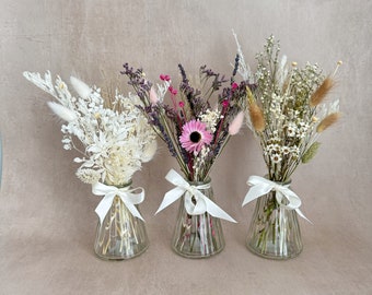 Mini Dried Flower Arrangement | Optional Vase | 25cm Tall | Small Dried Flower Bouquet | Vase | Small Flowers | Home Decor | Gift for Her