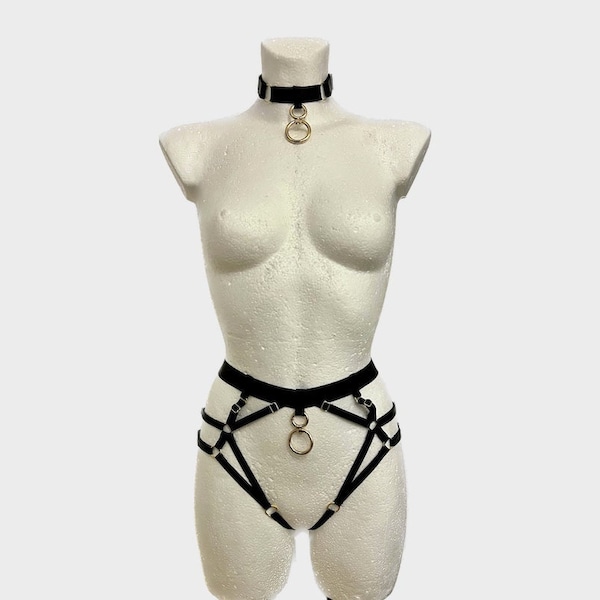 The Bold Crossed Harness Set (Choker + Bottom Piece)