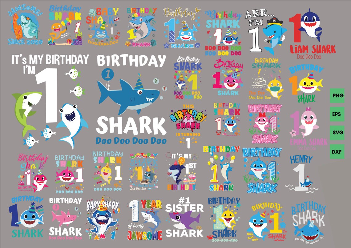 Download Birthday Shark Bundle Svg 1st Birthday Svg Baby Shark Svg ...
