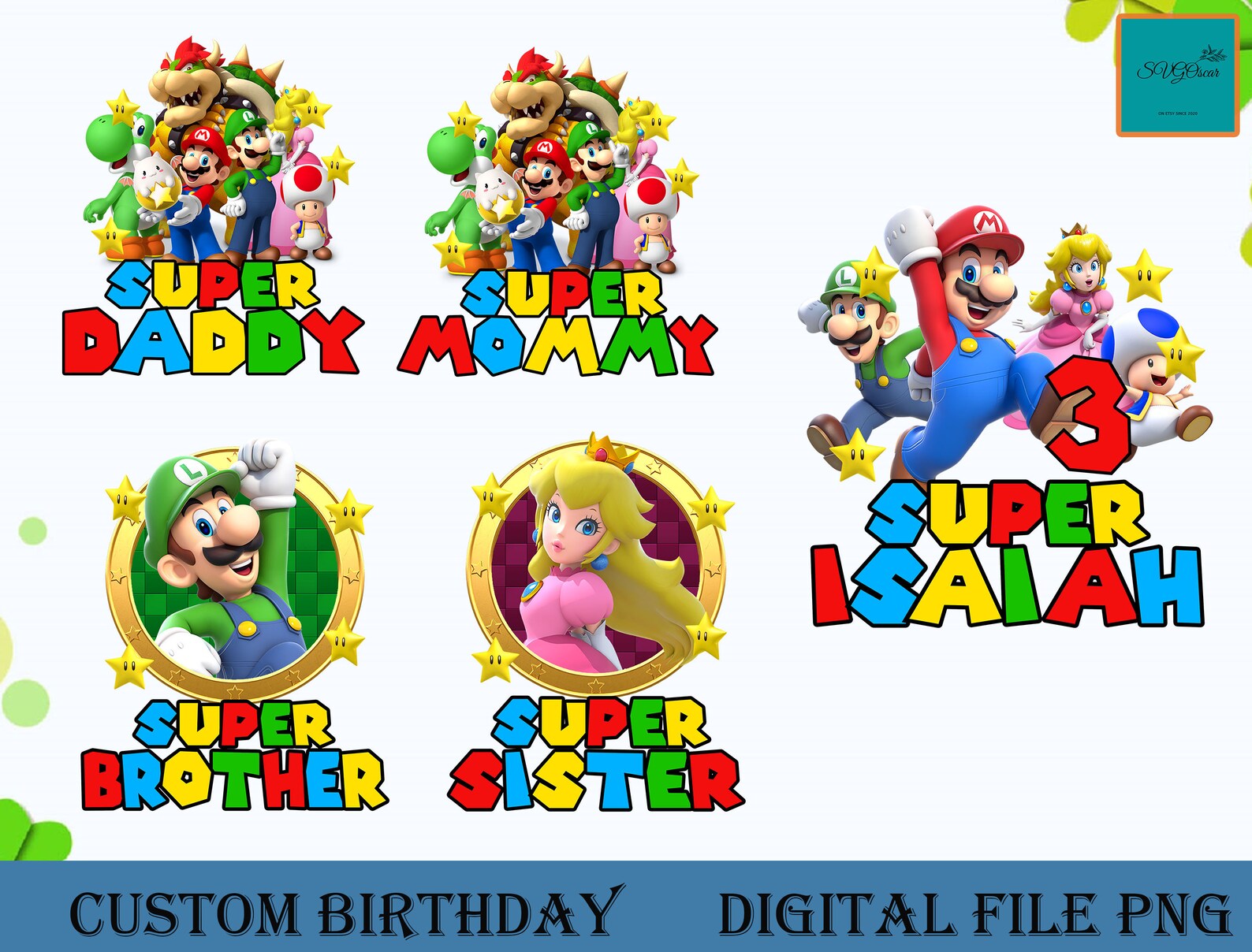 Super Mario Geburtstag PNG Super Geburtstag Bundle Png Super Etsy