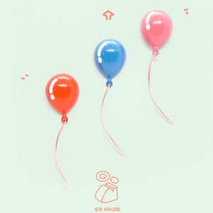 Lindo Funky Esmalte Kawaii Dibujos Animados Redondo 3D Ballon Japonés Pendientes Rosa Rojo Azul Stud Regalo para su Vintage Silver Needles Qs House