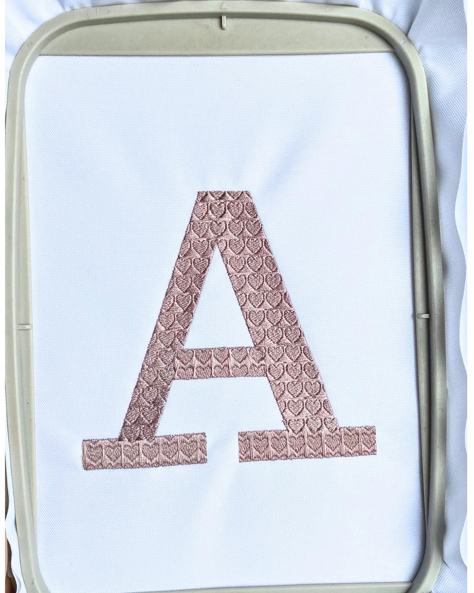 Heart Fill Stitch Alphabet Machine Embroidery Design With Bow (digital ...