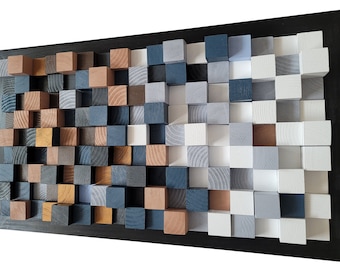Gradual Invention - Moderne Holzwandkunst, geometrische 3D-Wandkunst, abstrakte Holzkunst