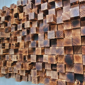 Ash - Wood Wall Art, Modern Wood Art Wall, 3D Wall Art, Mosaic Wood Art, Geometric Wall Art, Custom Acoustic Panel, Sound Diffuser