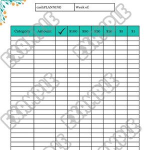 Cash Planning Worksheet - Digital Download