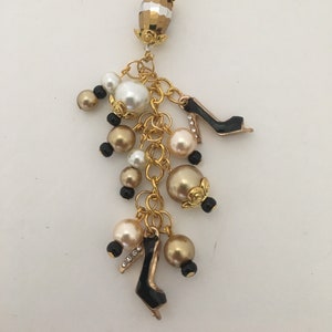Handmade Beaded High Heel Keychain: Faux Pearl Bag Charm