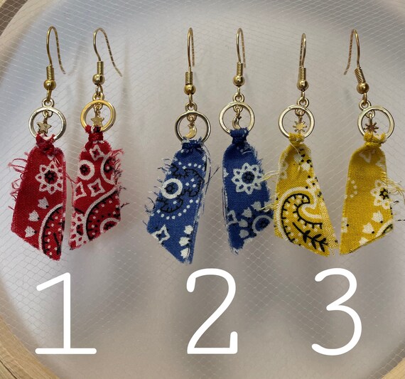 Handmade Bandana Dangle Earrings Etsy