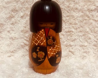 関口三作こけし (21 cm/8.3 インチ)、ヴィンテージ日本の創作木製人形