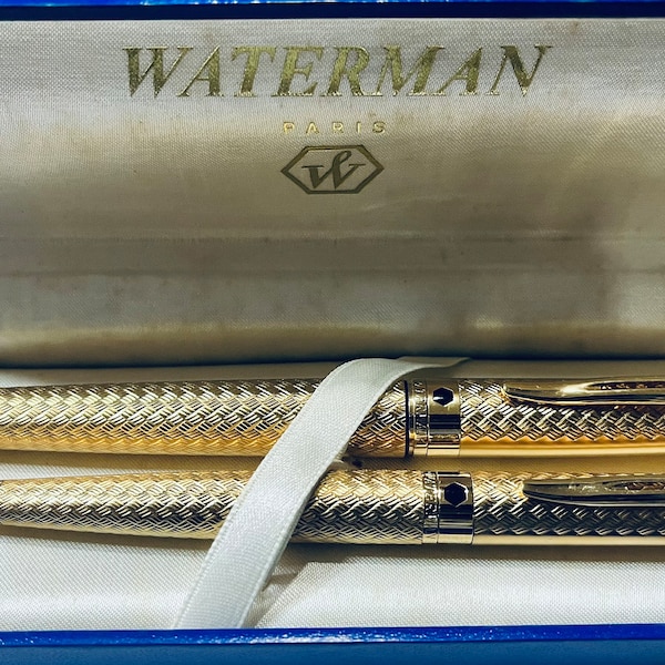 Waterman L’Etalon 18k NIB Fountain Pen and Rollerball Pen in Original Waterman Box Free Ship FEdex