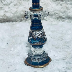 Vintage Egyptian Perfume Bottle Etched Glass no stopper