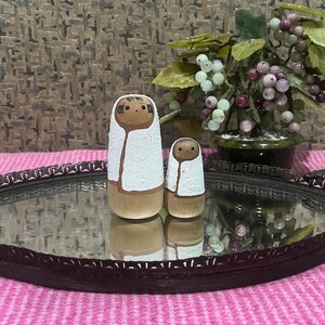Vintage Pair of  Sosaku Wooden Kokeshi Doll Signed, snow children