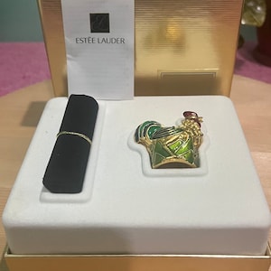 Vintage Estee Lauder Solid Perfume Rooster 2002 Collection in Box White Linen
