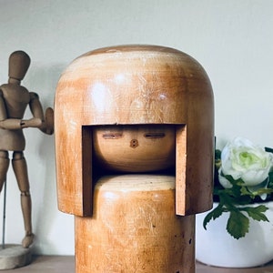 Vintage Creative Sosaku Wooden Kokeshi Doll by Tomio Ishida signed