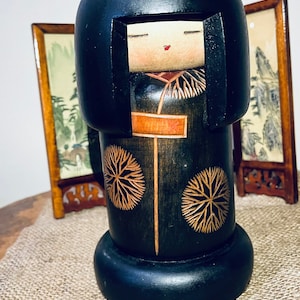 Rare Vintage Creative Wooden Kokeshi Doll by Award Winning Master Sansaku Sekiguchi &#39;Dohjo&#39;