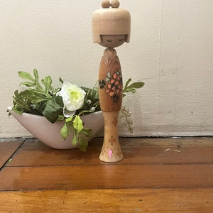 Vintage Modern Creative Wooden Kokeshi Doll 120g 26cm Signed