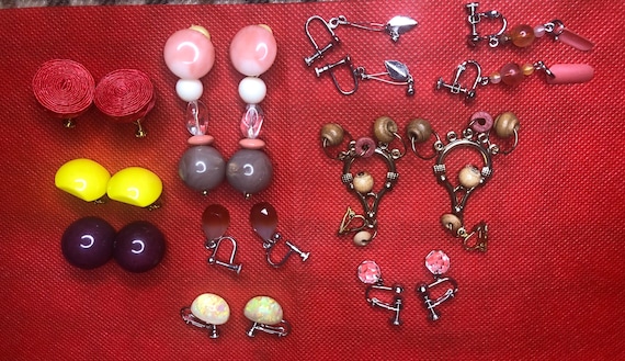 Vintage Lot of 10 Clip On Earrings - Dangling and… - image 2