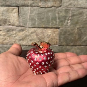 Beautiful Crystal Apple Mini Trinket Jewelry Box