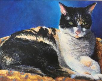 Original acrylic pet painting on 9 x 12 inch canvas, Custom portrait from photo