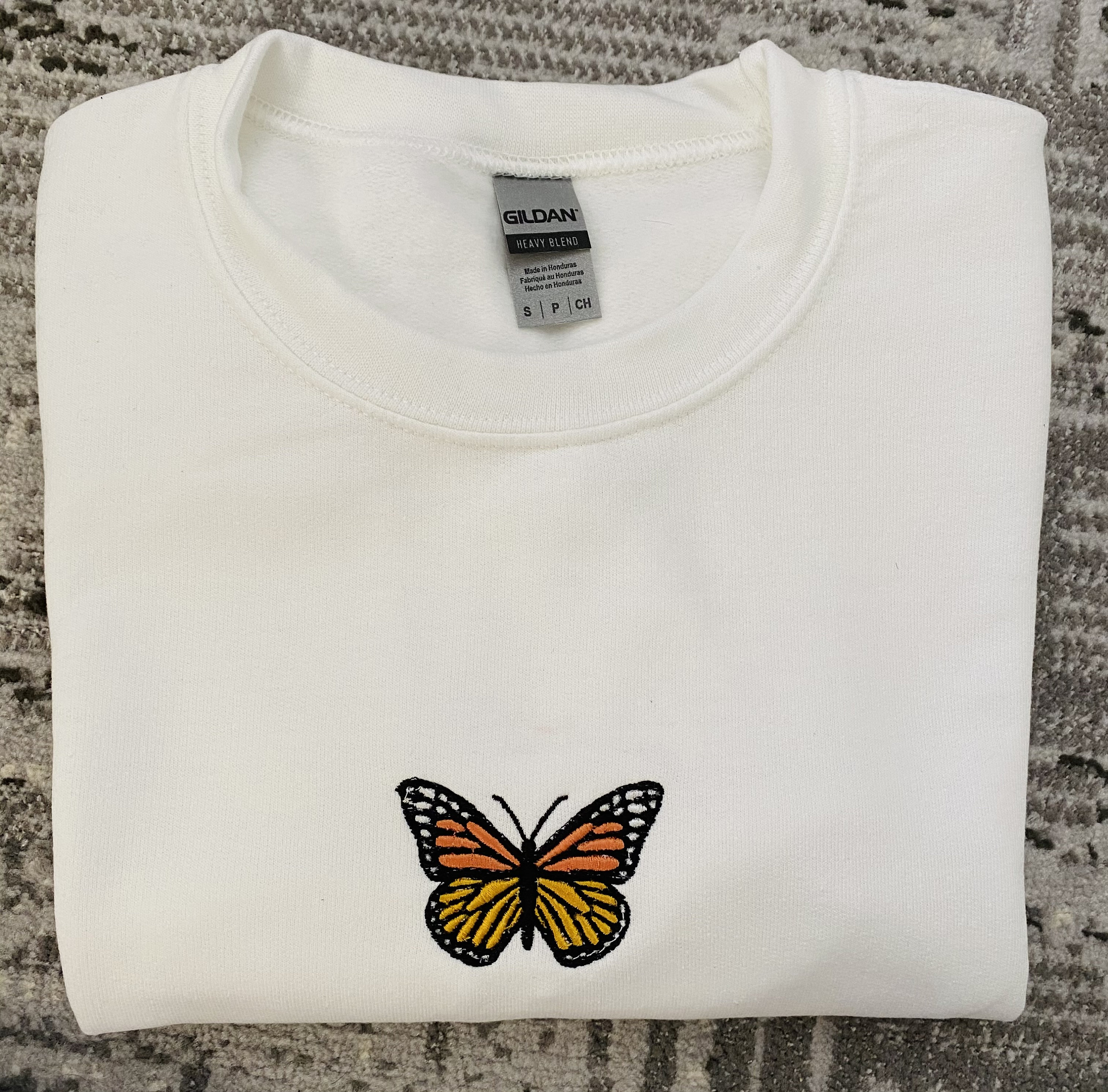 Embroidered Crewneck Sweatshirt Embroidered Butterfly Etsy